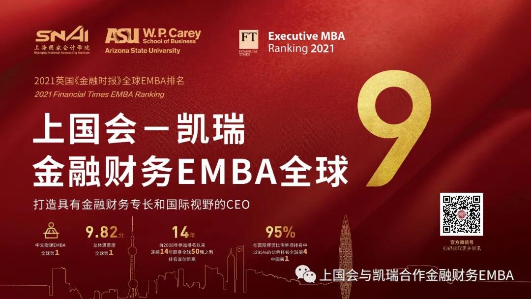 喜報|全球第9位！上國會凱瑞金融財務(wù)EMBA連續(xù)三年位列全球第一梯隊