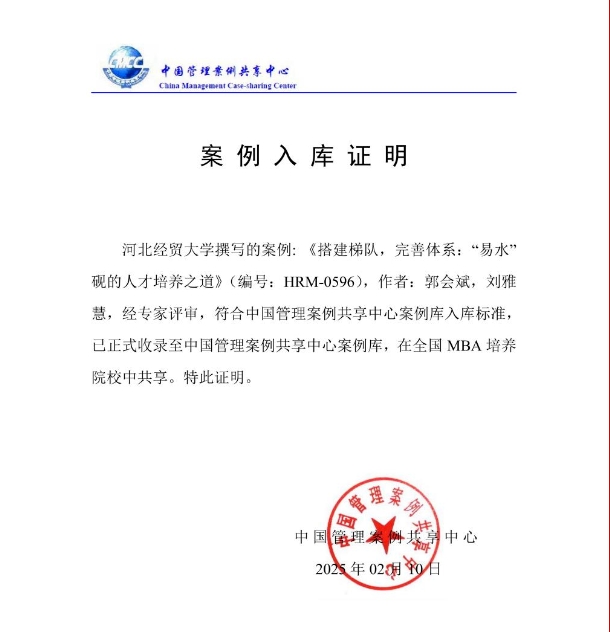 河北經(jīng)貿(mào)MBA教師撰寫的教學案例入選中國管理案例共享中心案例庫